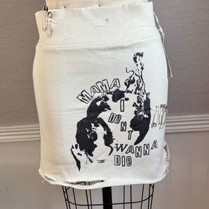 White Graphic Print Skirt